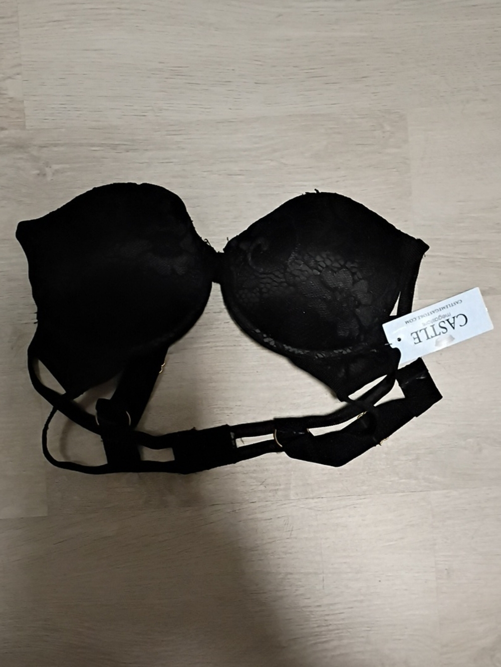 Black Lace Strapless Push-Up Bra
